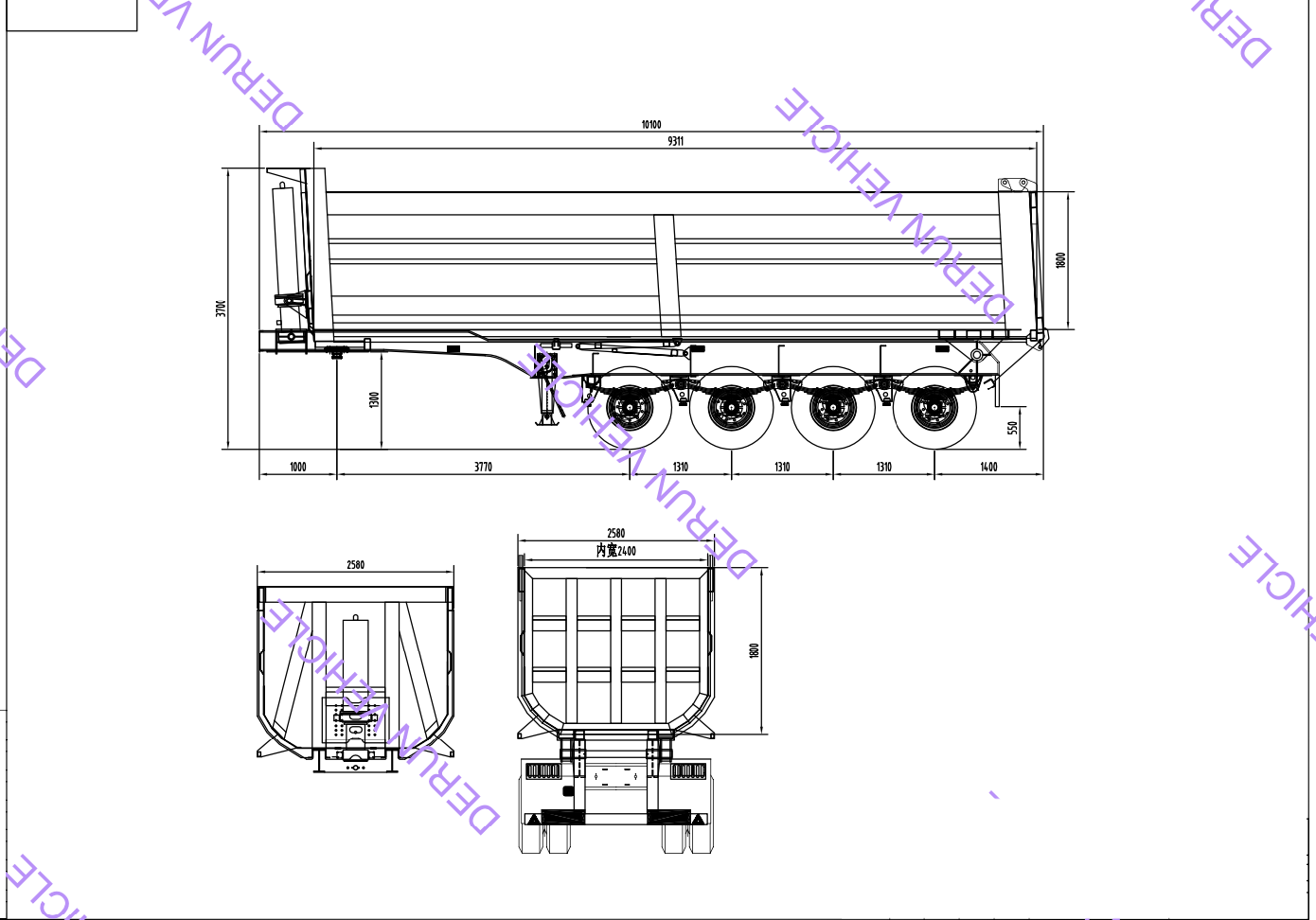 Desenho de traseiro traseiro semi trailer