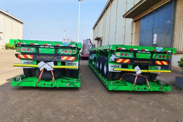 Derun 4 unidades Tri-Axle Cargo Dropside semi trailer foi enviado para a Argélia