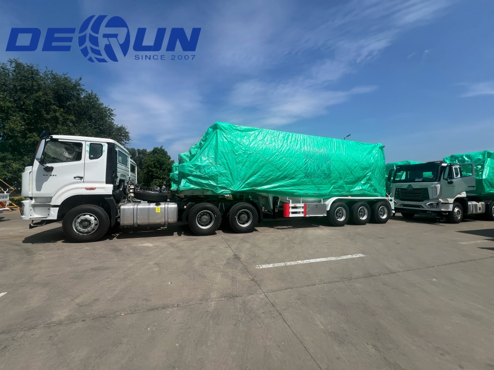 Tanque de cimento tri-eixo Os trailers semi estão prontos para ir para os Emirados Árabes Unidos